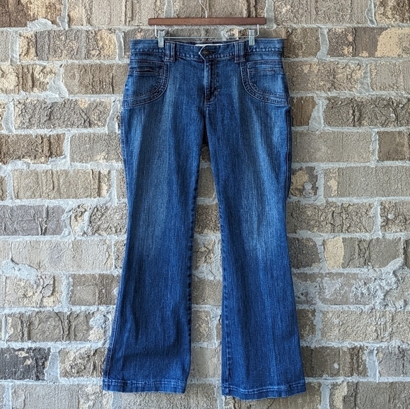 Vintage Y2K Flare Gap Factory Blue Jeans Size 14 Reg - Picture 1 of 9